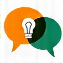 Speech bubbles icon with a lightbulb, symbolizing ideas and conversation